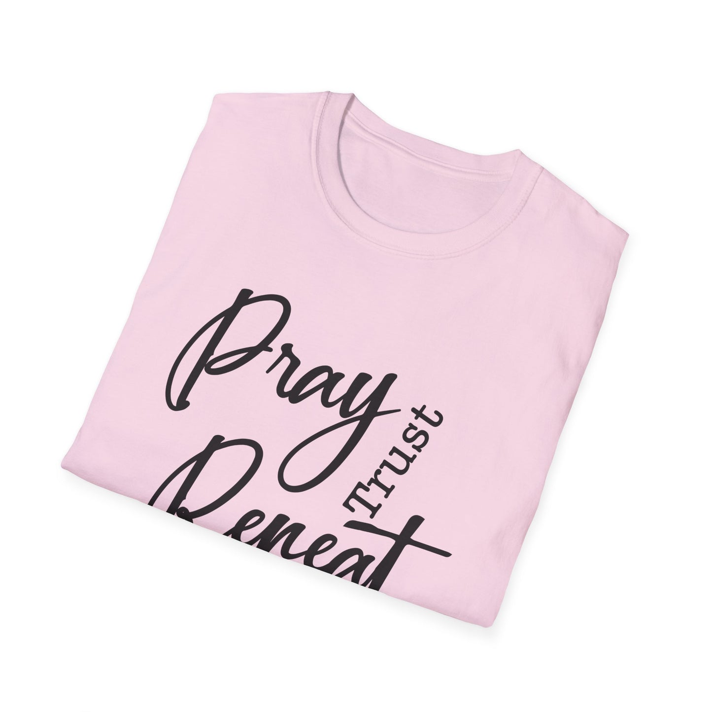 Inspirational Unisex Softstyle T-Shirt - "Pray, Trust, Repeat"
