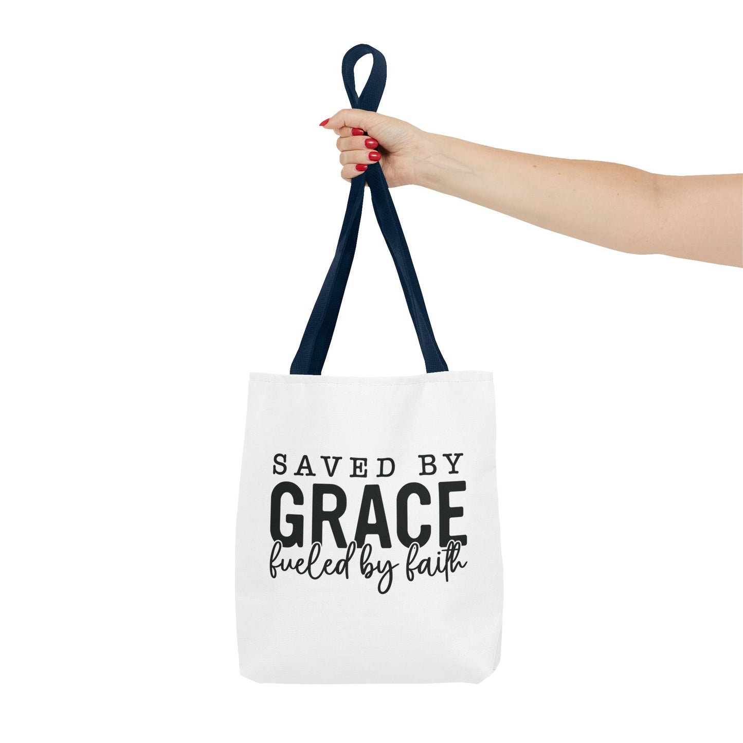 Faith-Inspired Tote Bag - 'Saved by Grace Fueled by Faith'
